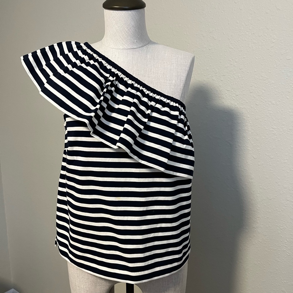 J. Crew 1 shoulder striped top